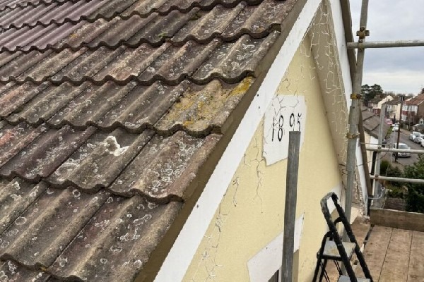 an ipswich house being prepared for roof restoration